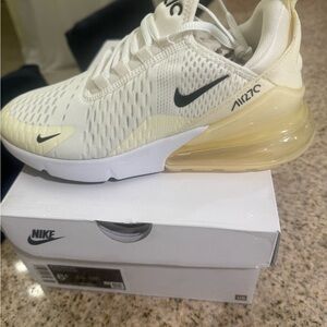 Nike Air Max 270 White and Gold Sneakers